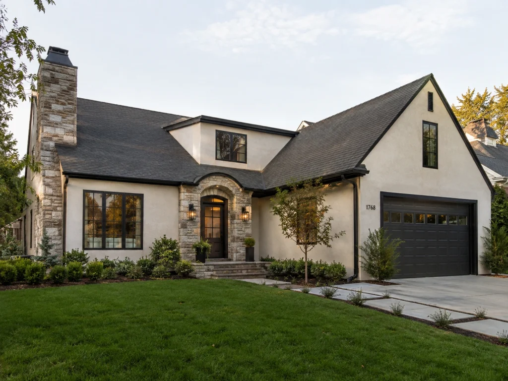 Upscale Cream Stucco Home Exterior